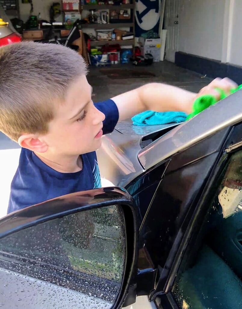 Washing our cars for service at home this summer.